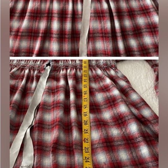 Sundance Fiona Red & White Plaid Flannel Baby Doll Top with Bell Sleeves Size M - Picture 10 of 10